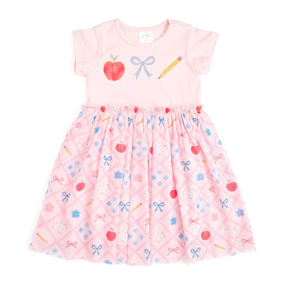 Sweet Wink 5Y Back To School Trellis Short Sleeve Tutu Dress Kids Clothing DSS-77-5Y