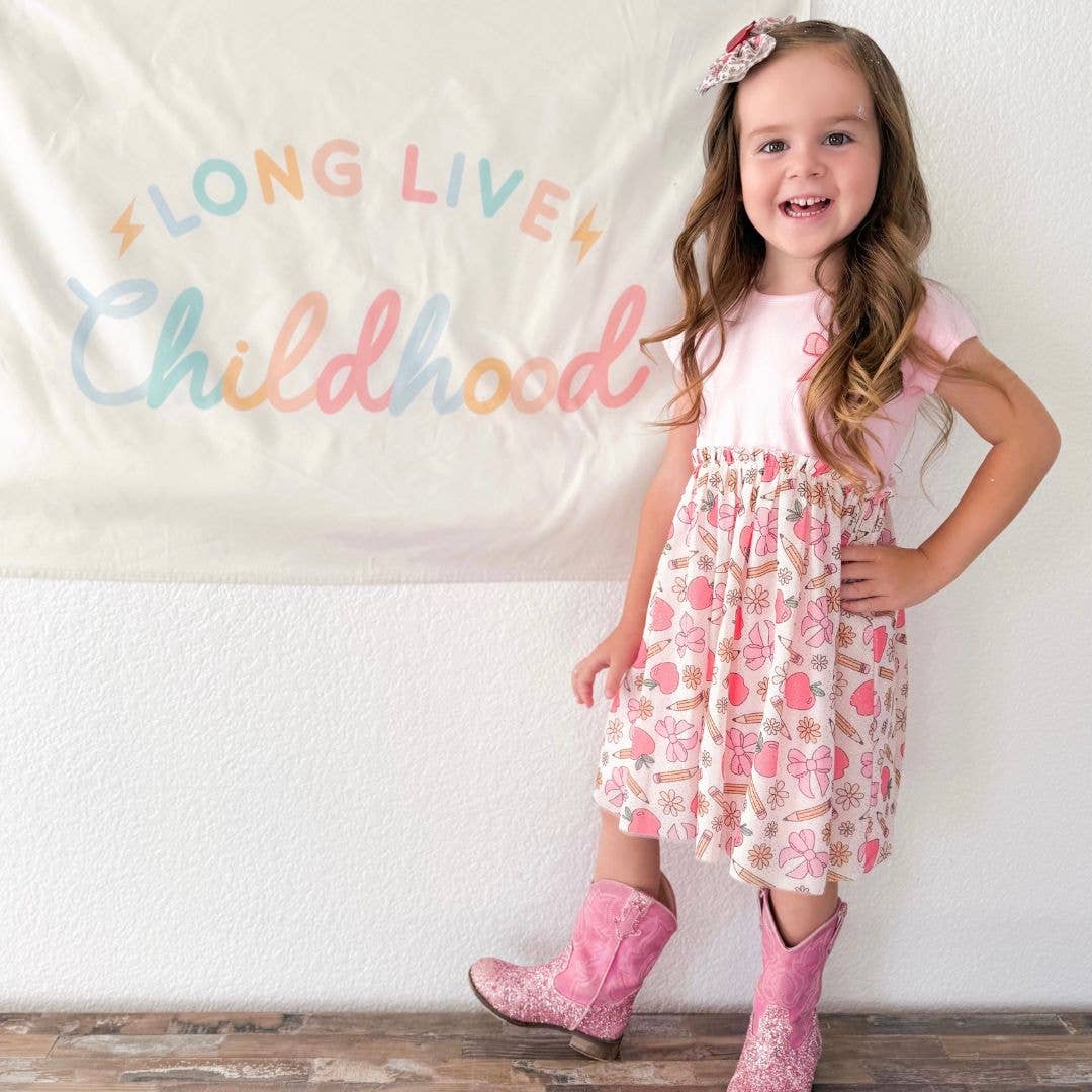 Sweet Wink Back To School Cutie Patch Short Sleeve Tutu Dress - Kids