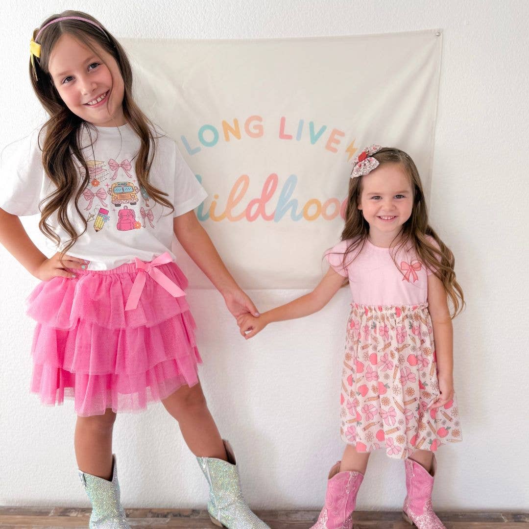 Sweet Wink Back To School Cutie Patch Short Sleeve Tutu Dress - Kids