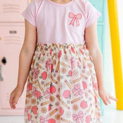 Sweet Wink Back To School Cutie Patch Short Sleeve Tutu Dress - Kids