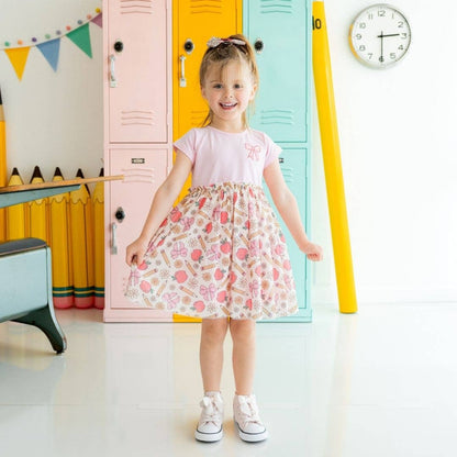 Sweet Wink Back To School Cutie Patch Short Sleeve Tutu Dress - Kids