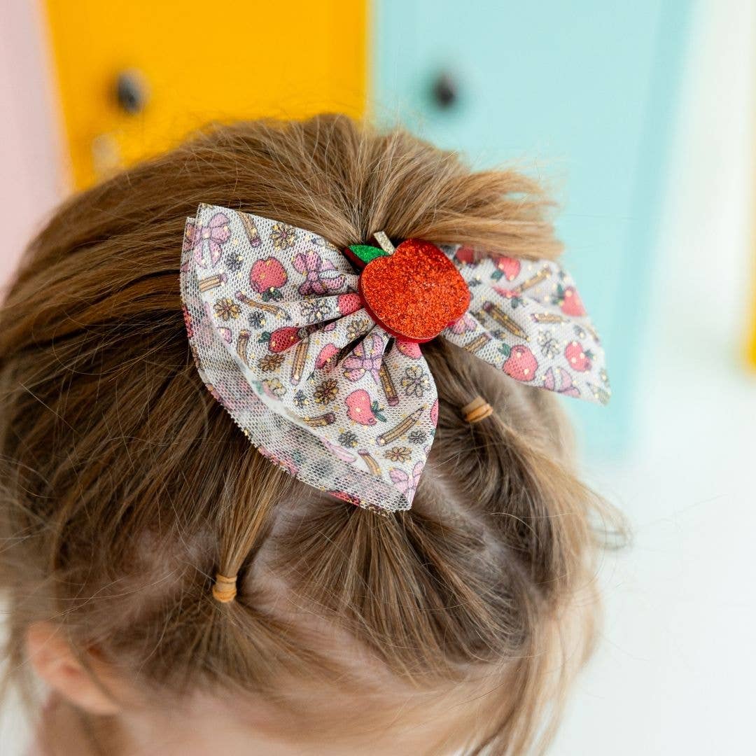 Sweet Wink Back to School Cutie Tulle Bow Clip - Hair Bows CL-222