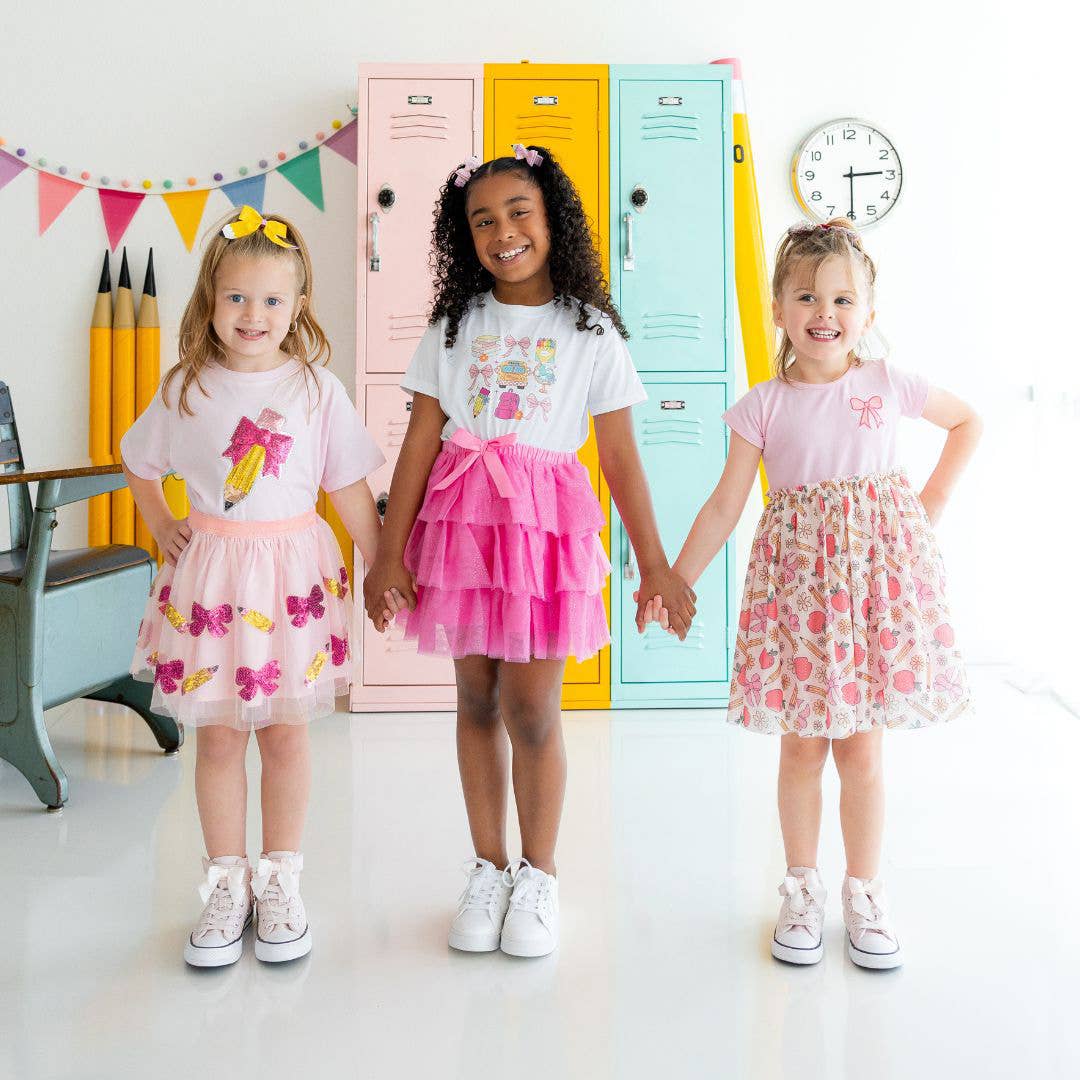 Sweet Wink Back to School Cutie Tulle Bow Clip - Hair Bows CL-222