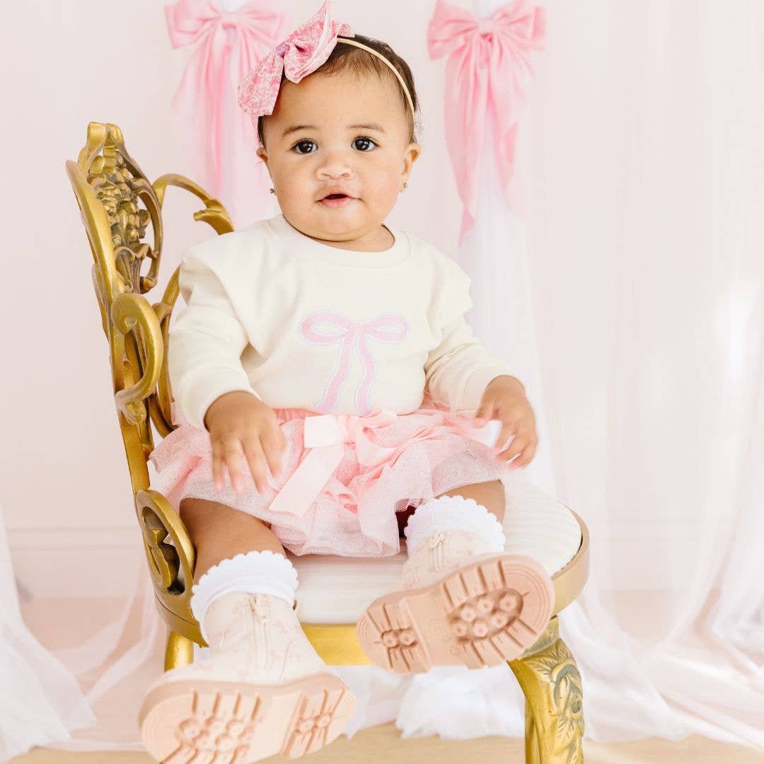 Sweet Wink Ballet Bow Tiered Tutu - Kids Dress Up Skirt - Coquette