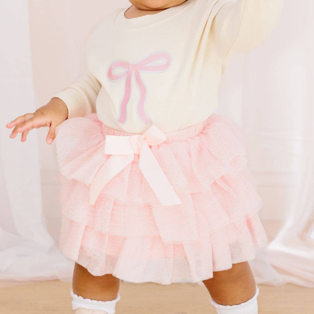 Sweet Wink Ballet Bow Tiered Tutu - Kids Dress Up Skirt - Coquette