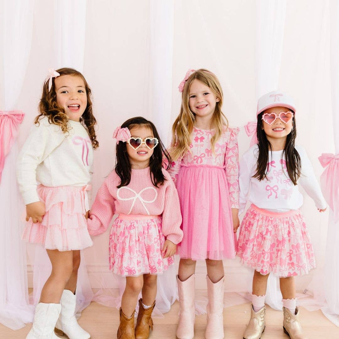 Sweet Wink Ballet Bow Tiered Tutu - Kids Dress Up Skirt - Coquette