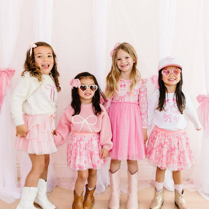 Sweet Wink Ballet Bow Tiered Tutu - Kids Dress Up Skirt - Coquette