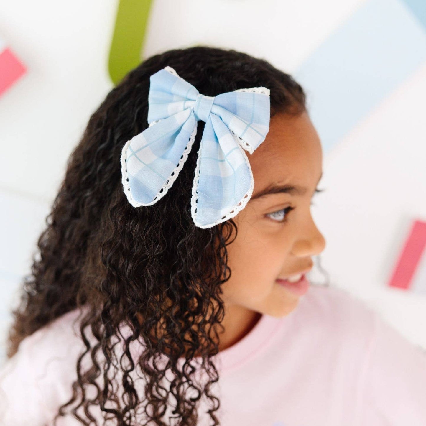 Sweet Wink Blue Plaid Bow Clip - Hair Bows - Back To School CL-295