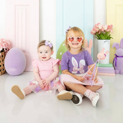 Sweet Wink Bunny Bow Easter Short Sleeve T-Shirt - Lavender - Kids