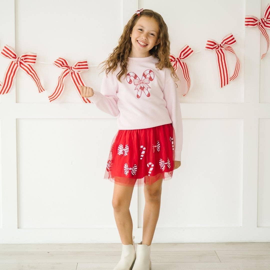 Sweet Wink Candy Cane Coquette Sequin Christmas Tutu - Kids Clothing
