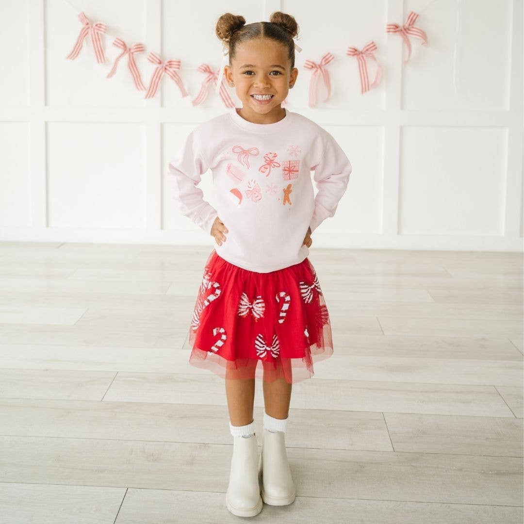 Sweet Wink Candy Cane Coquette Sequin Christmas Tutu - Kids Clothing