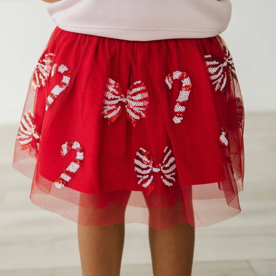 Sweet Wink Candy Cane Coquette Sequin Christmas Tutu - Kids Clothing