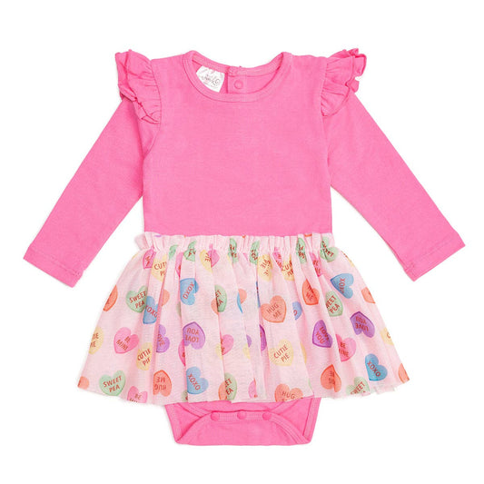 Sweet Wink Candy Hearts Valentine's Day Long Sleeve Tutu Bodysuit Baby