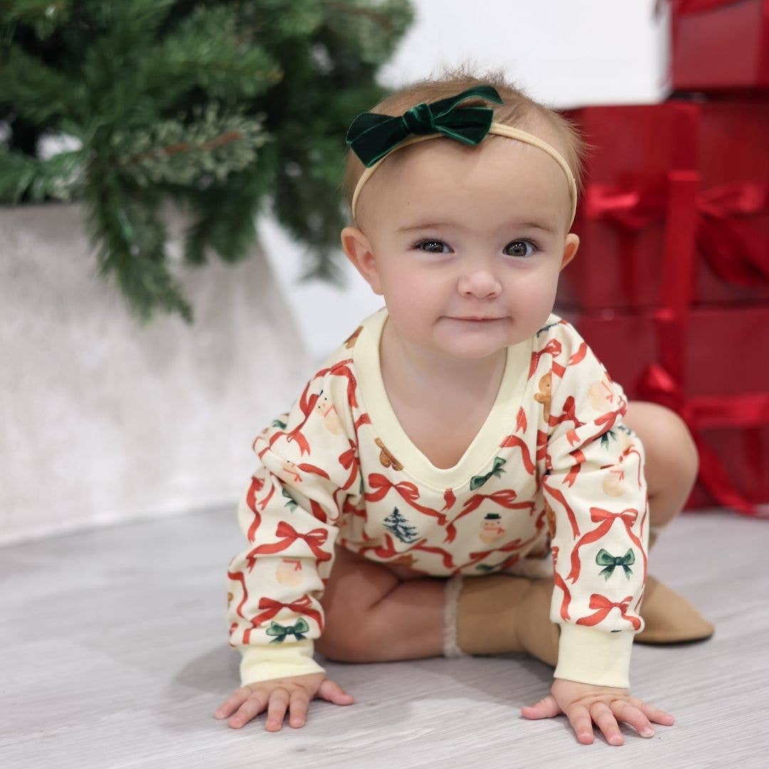 Sweet Wink Christmas Cutie Long Sleeve Romper - Natural - Baby Clothing