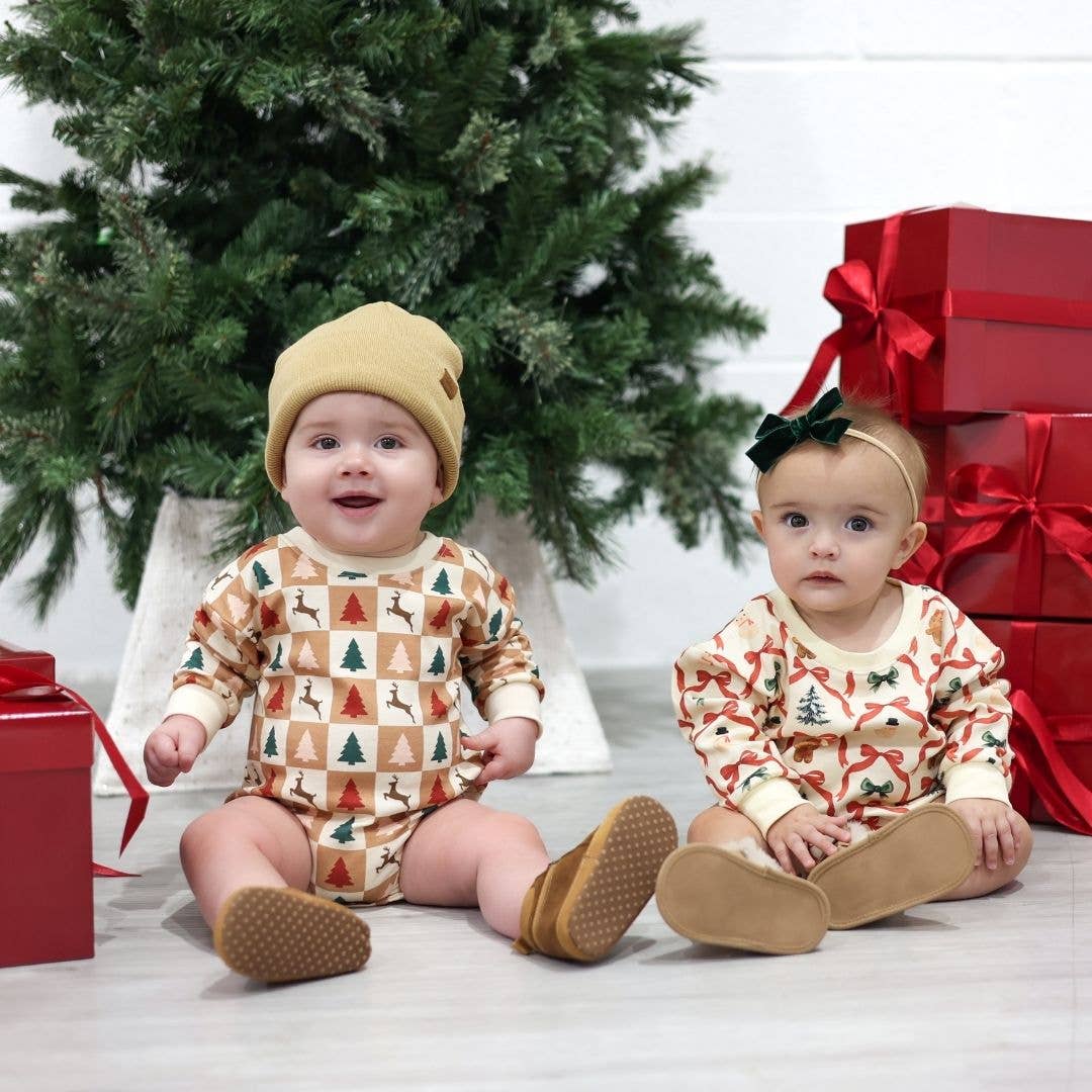 Sweet Wink Christmas Cutie Long Sleeve Romper - Natural - Baby Clothing