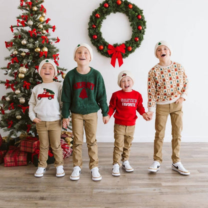 Sweet Wink Christmas Truck Patch Sweatshirt - Natural - Boys Clothing