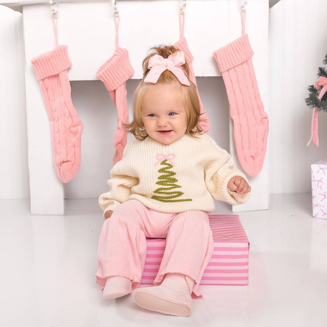 Sweet Wink Coquette Christmas Tree Knit Sweater - Kids Clothing Holiday
