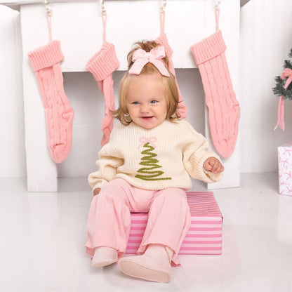 Sweet Wink Coquette Christmas Tree Knit Sweater - Kids Clothing Holiday
