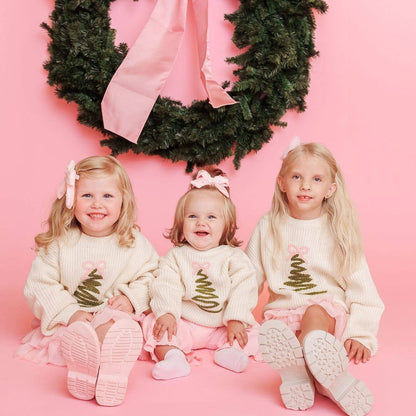 Sweet Wink Coquette Christmas Tree Knit Sweater - Kids Clothing Holiday