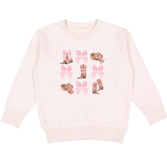 Sweet Wink Coquette Cowgirl Sweatshirt - Natural - Kids Clothes