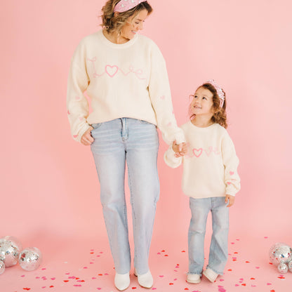 Sweet Wink Ditsy Love Valentine's Day Knit Sweater - Kids Clothing