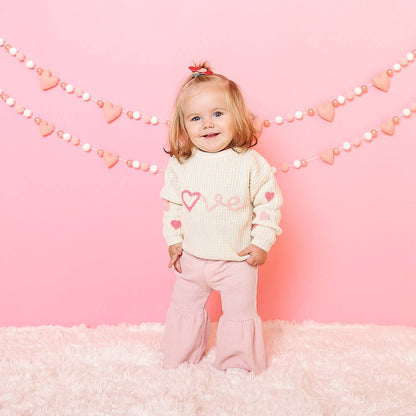 Sweet Wink Ditsy Love Valentine's Day Knit Sweater - Kids Clothing