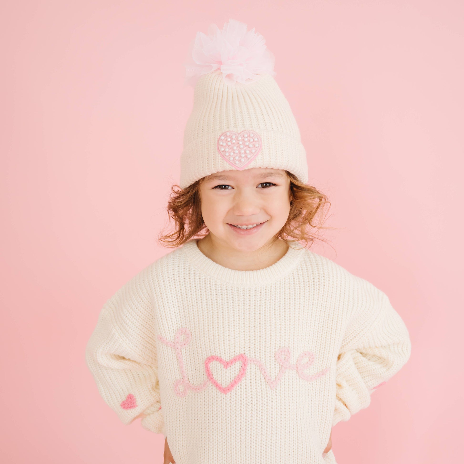 Sweet Wink Ditsy Love Valentine's Day Knit Sweater - Kids Clothing