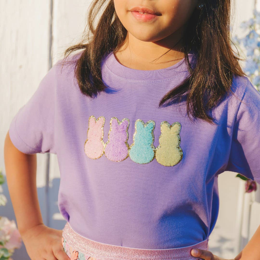 Sweet Wink Easter Peeps Patch Short Sleeve T-Shirt - Lavender