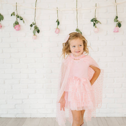 Sweet Wink Flocked Heart Valentine's Day Tiered Short Sleeve Tutu Dress