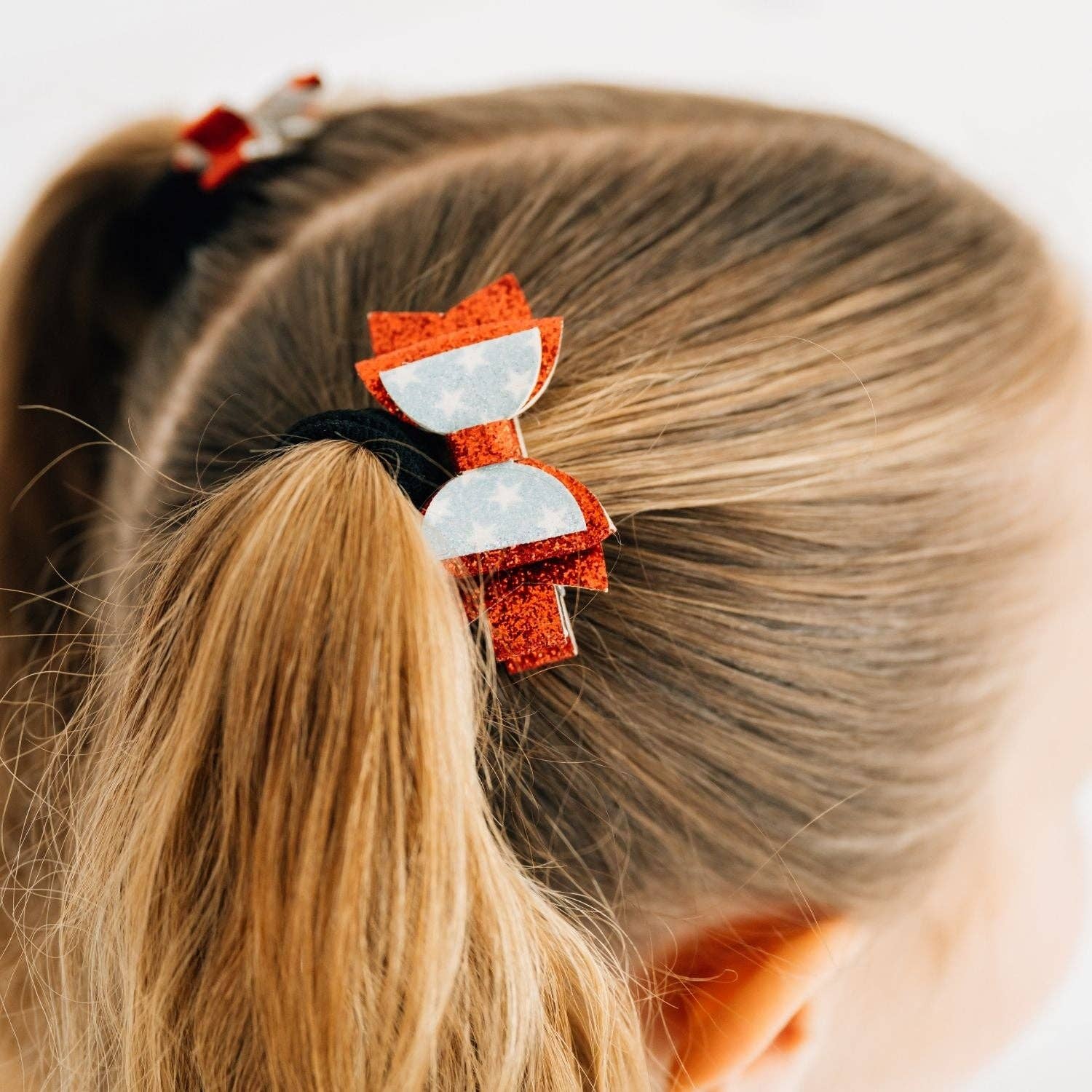 Sweet Wink Glitter Flag Bow Clip Set - Fourth of July - Kids Hair Bows CL-231