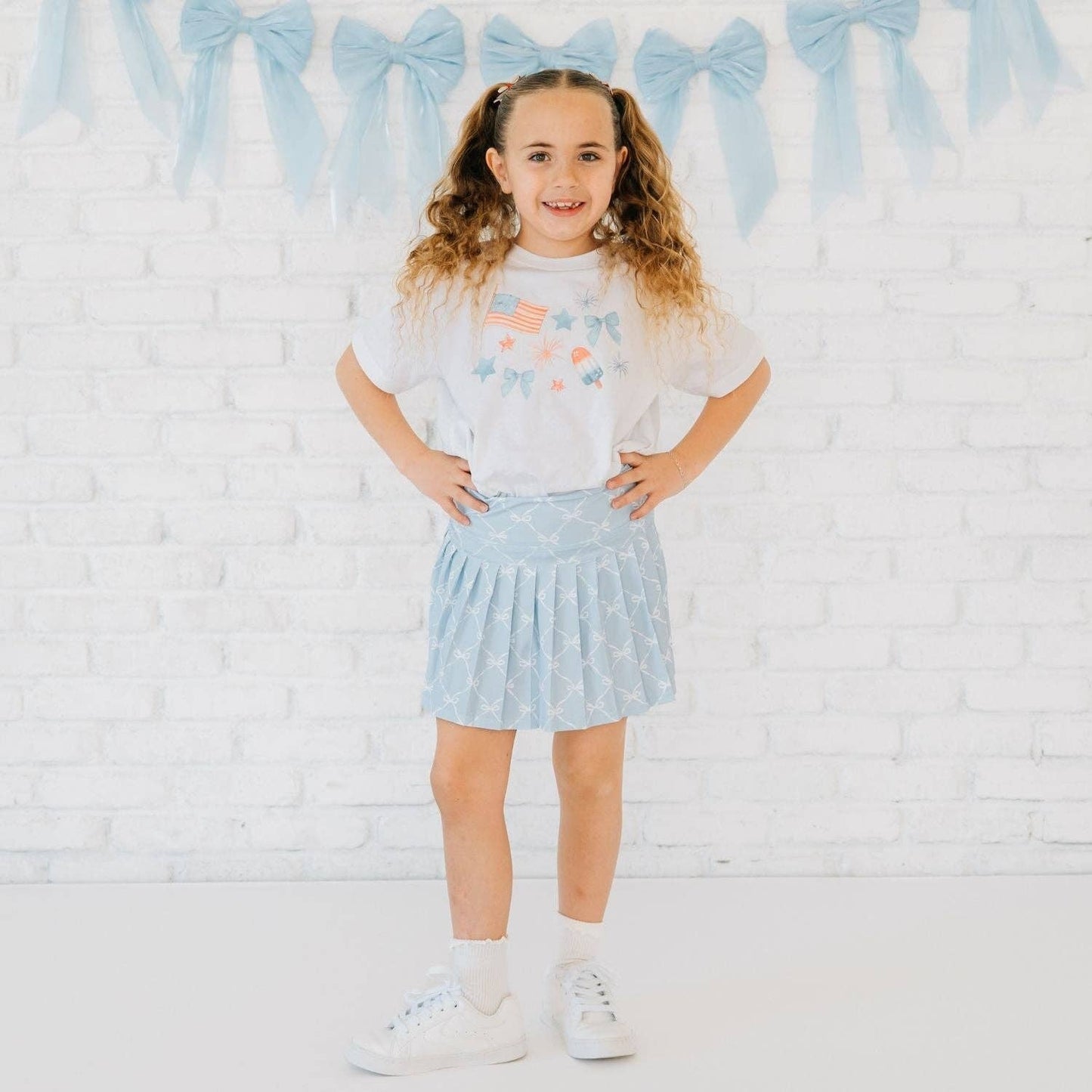 Sweet Wink Glitter Flag Bow Clip Set - Fourth of July - Kids Hair Bows CL-231