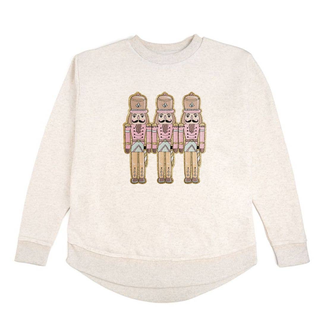 Sweet Wink L Pastel Nutcracker Patch Christmas Women's Sweatshirt - Natural ALS-47 NT-L