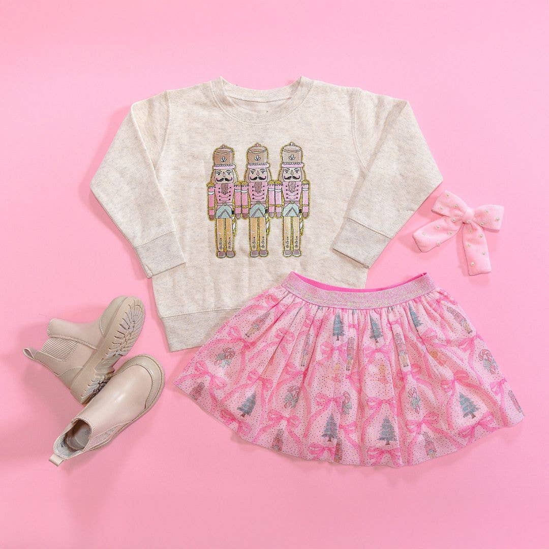 Sweet Wink Pastel Nutcracker Patch Christmas Sweatshirt - Kids Clothing