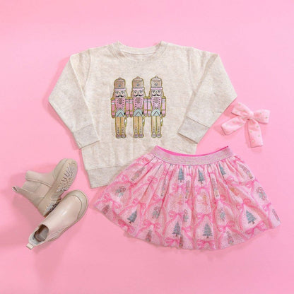 Sweet Wink Pastel Nutcracker Patch Christmas Sweatshirt - Kids Clothing