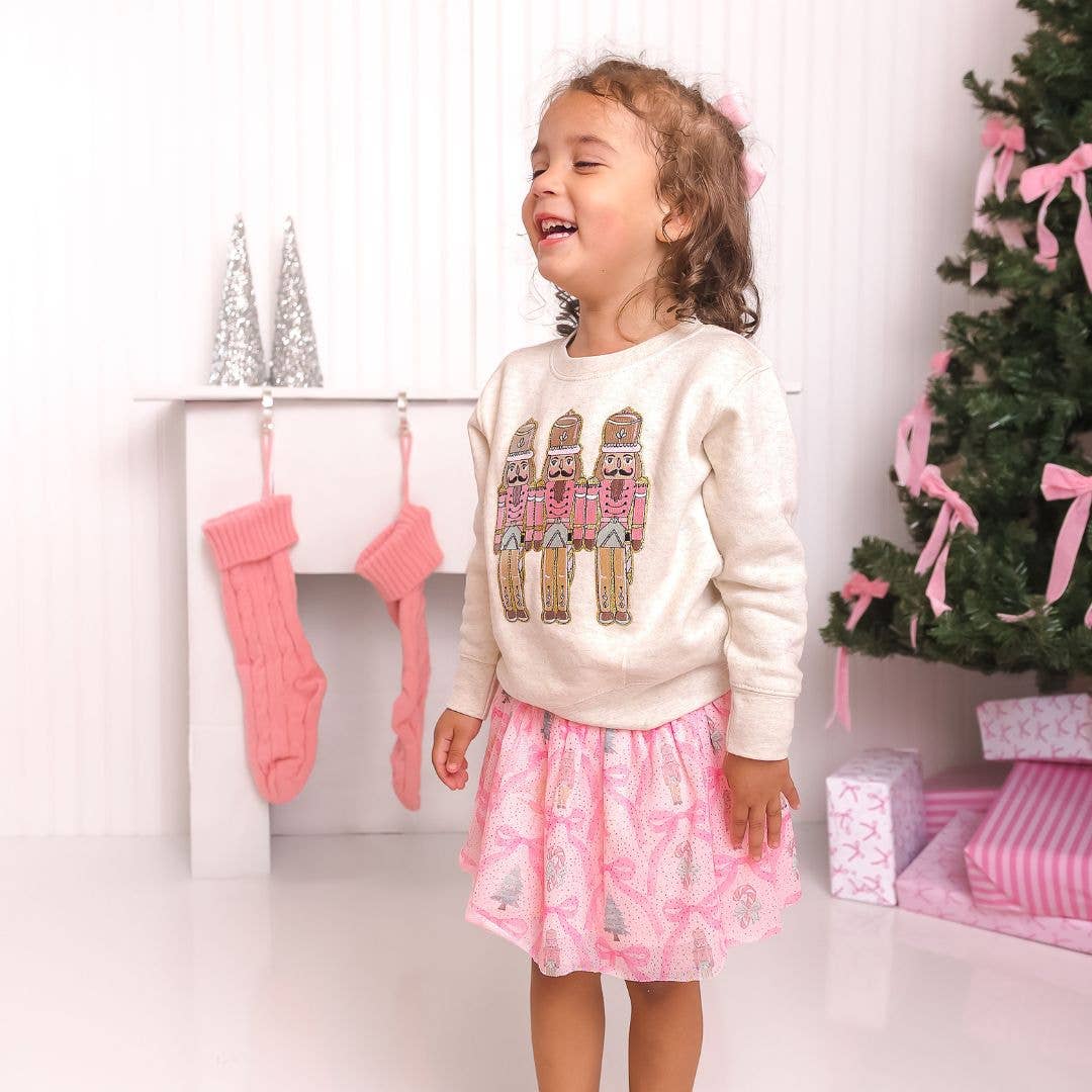 Sweet Wink Pastel Nutcracker Patch Christmas Sweatshirt - Kids Clothing