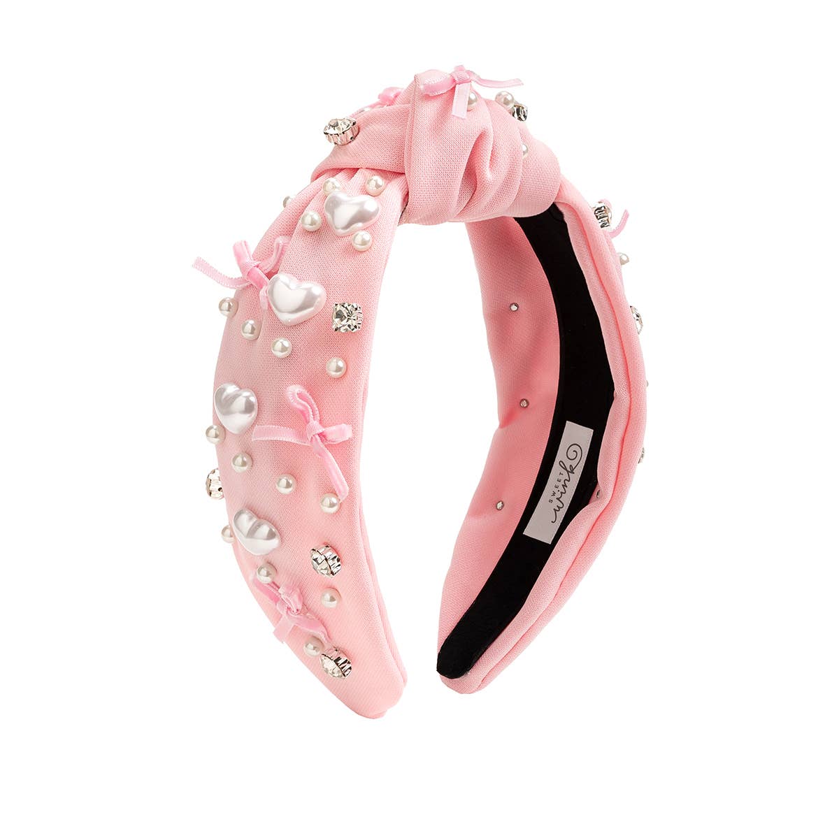 Sweet Wink Pearl Heart Gemstone Headband - Small - Hair Accessories HB-172