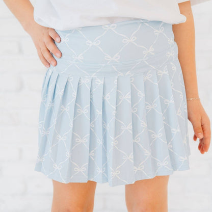 Sweet Wink Powder Blue Bow Trellis Athletic Skort - Fourth of July
