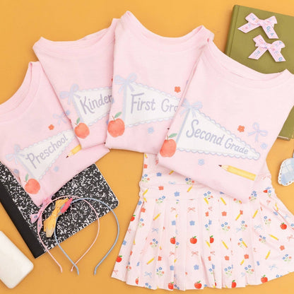 Sweet Wink Preschool Bow Pennant Short Sleeve T-Shirt - Back To School
