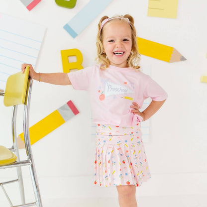 Sweet Wink Preschool Bow Pennant Short Sleeve T-Shirt - Back To School