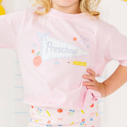 Sweet Wink Preschool Bow Pennant Short Sleeve T-Shirt - Back To School