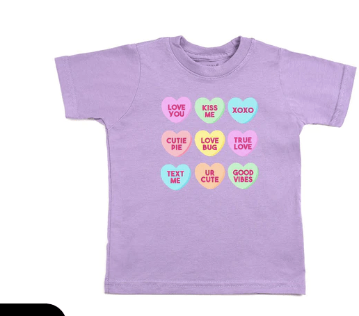 Sweet Winks Candy Heart Valentine S/S Lavender T-shirt