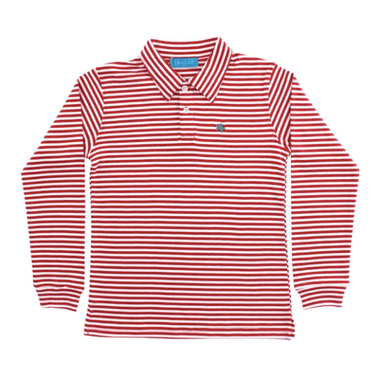 The Bailey Boys L/S STRIPED POLO-RED/WHITE