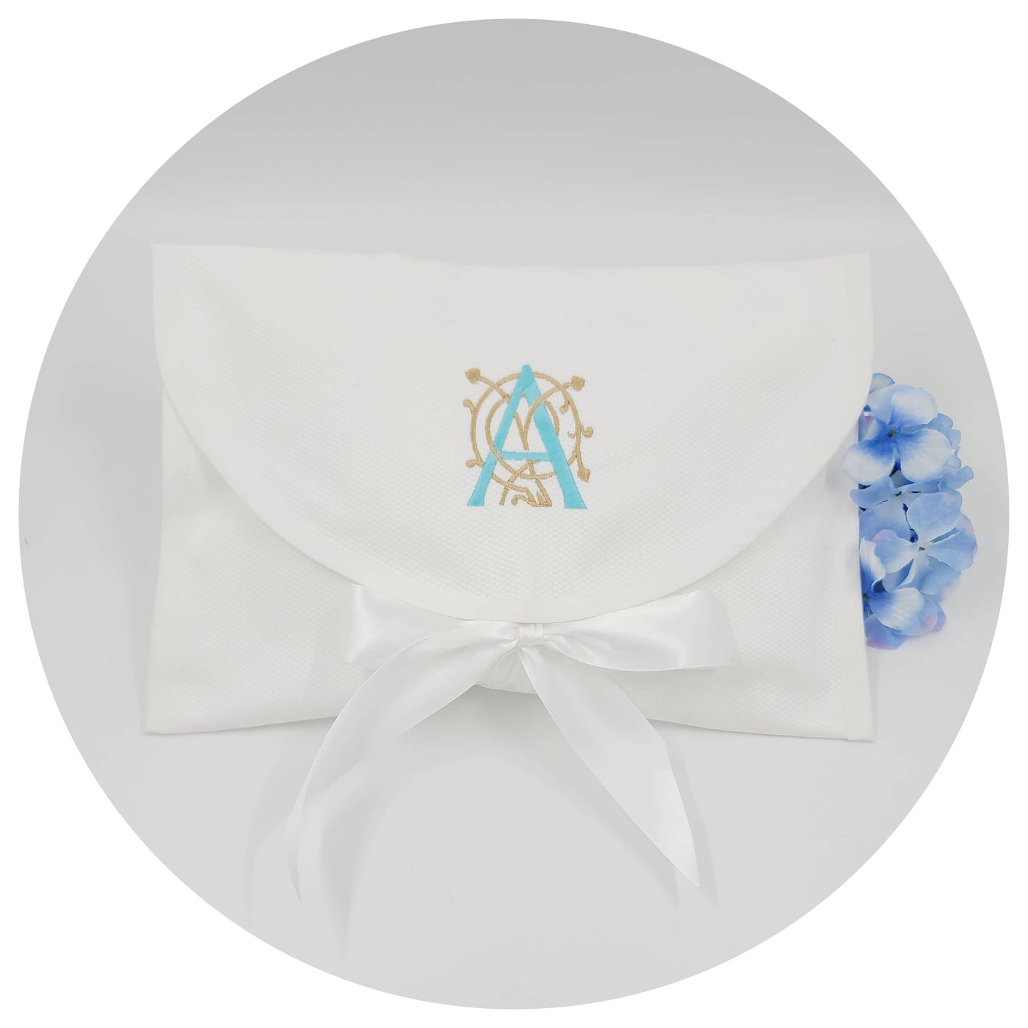 THE ROYALTY COLLECTION Large White Cotton Pique Envelope Bag EB-CP/W-L
