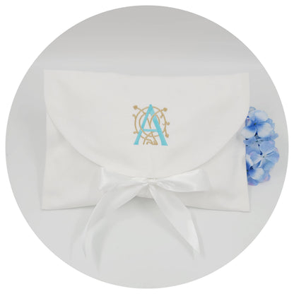 THE ROYALTY COLLECTION Large White Cotton Pique Envelope Bag EB-CP/W-L