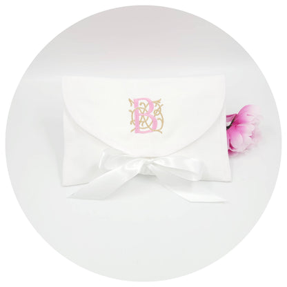 THE ROYALTY COLLECTION Medium White Cotton Pique Envelope Bag EB-CP/W-M