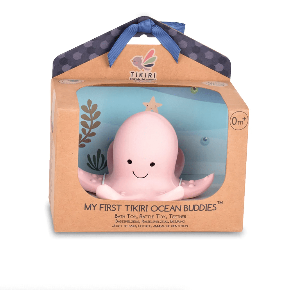 Tikiri Toys LLC Default Octopus - Natural Organic Rubber Teether, Rattle & Bath Toy