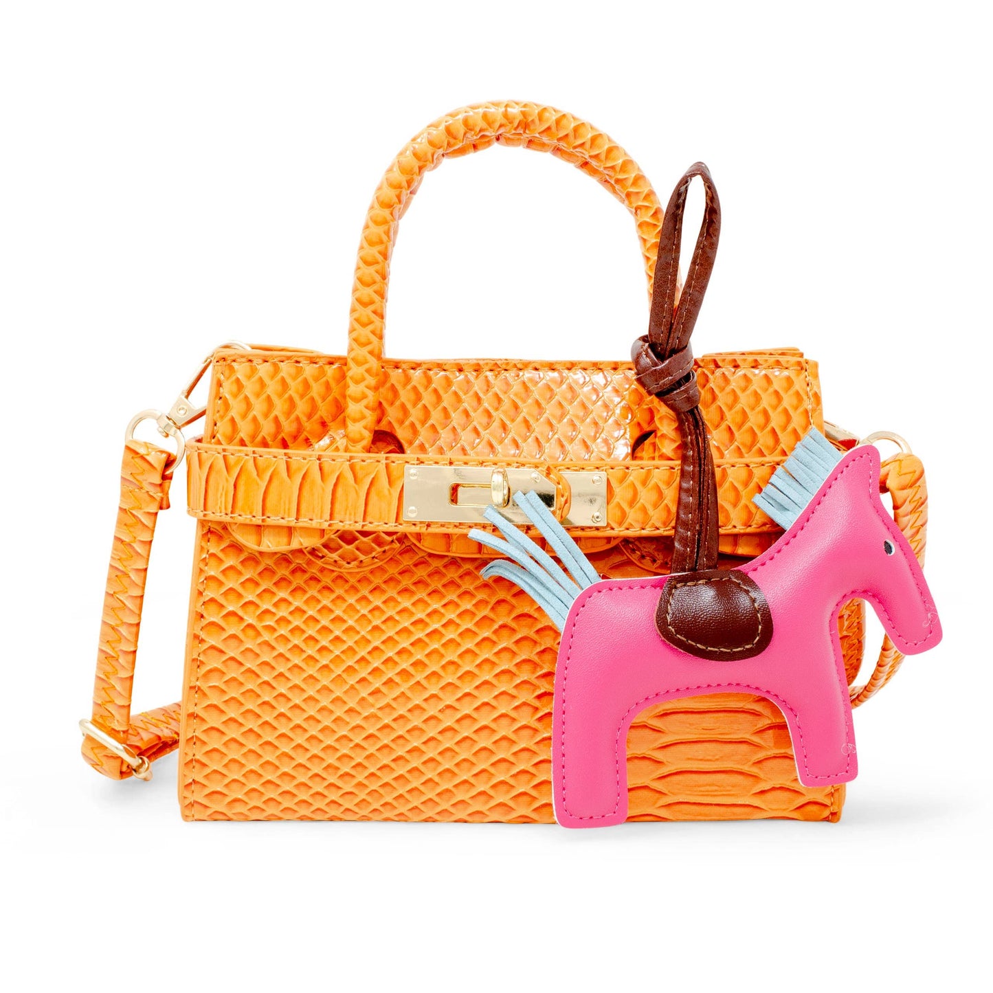Tiny Treats and ZOMI GEMS Orange Vivid Crocodile Pony Handbag TT2077P