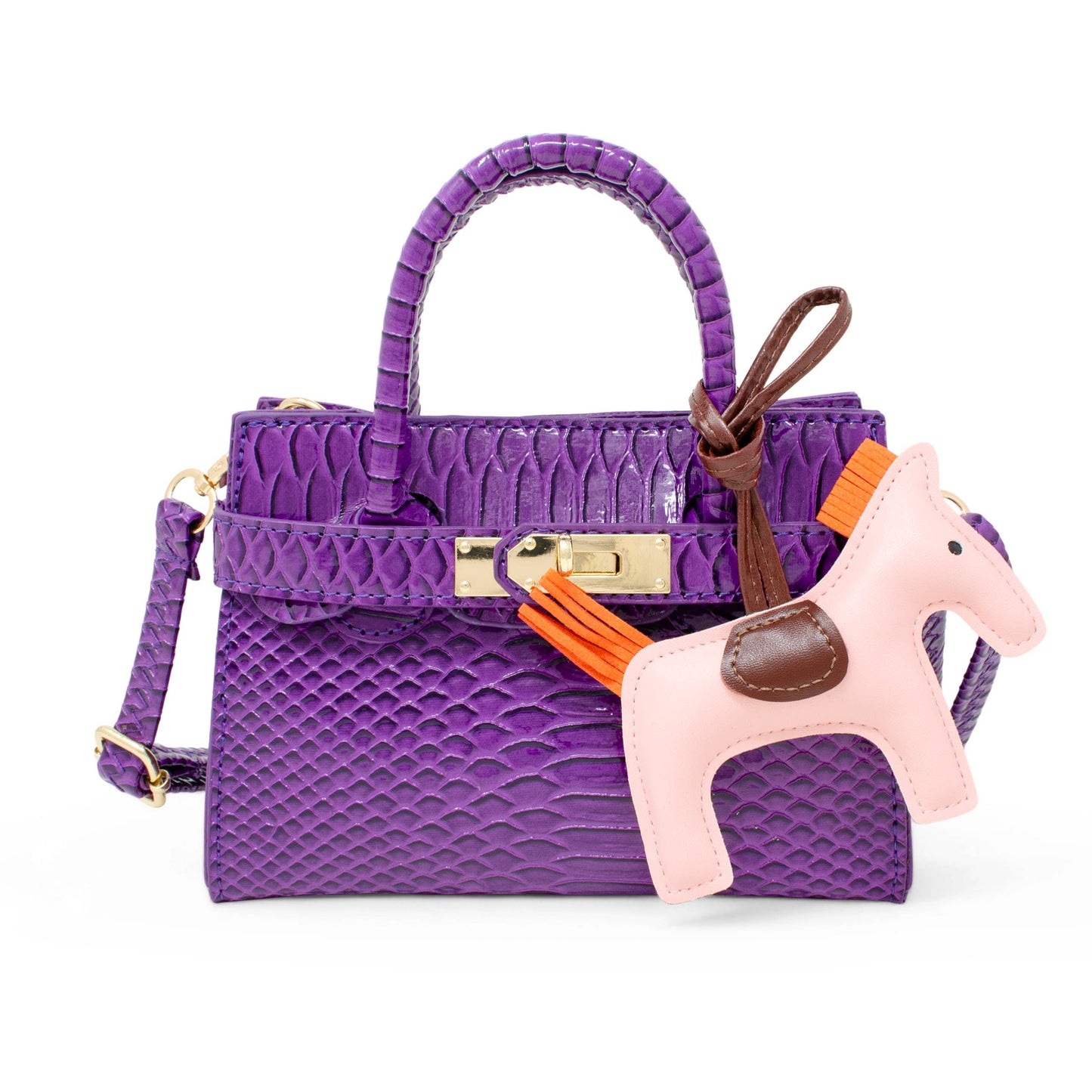 Tiny Treats and ZOMI GEMS Purple Vivid Crocodile Pony Handbag TT2078P