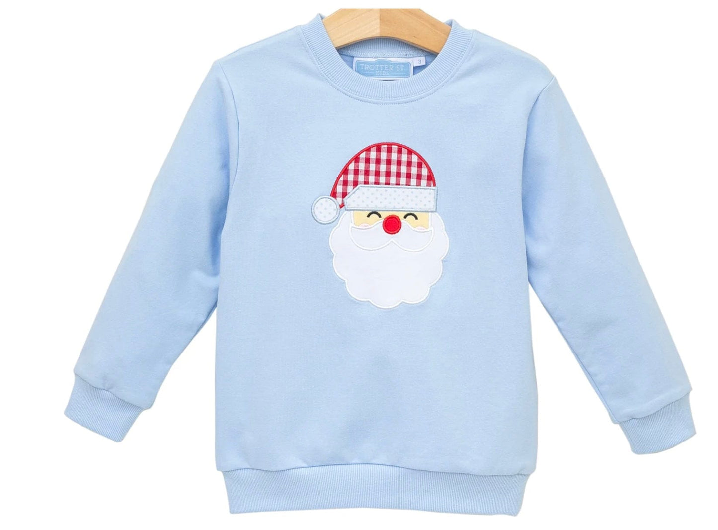 Trotter St French Terry Pullover- Santa (Light Blue)