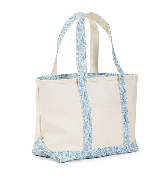 Trvl Design MEDIUM TOTE - COATED CANVAS NATURAL with HAMPTONS TRIM